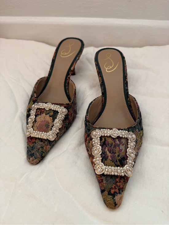 Sam Edelman Shoes - Sam Edelman Multicolor Tapestry Pearl-Buckle Pointed Mule